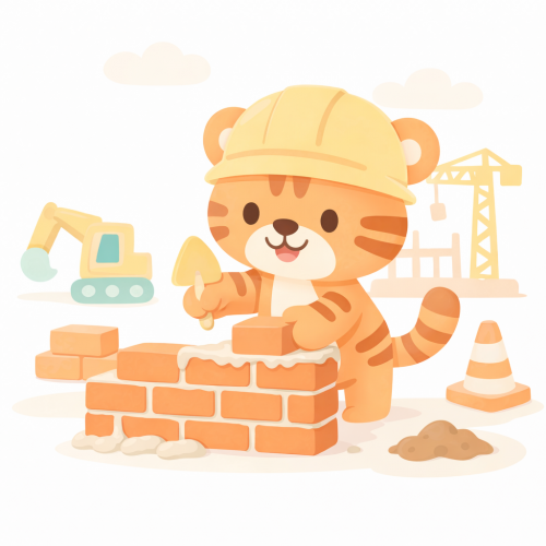 Tiger auf einer Baustelle